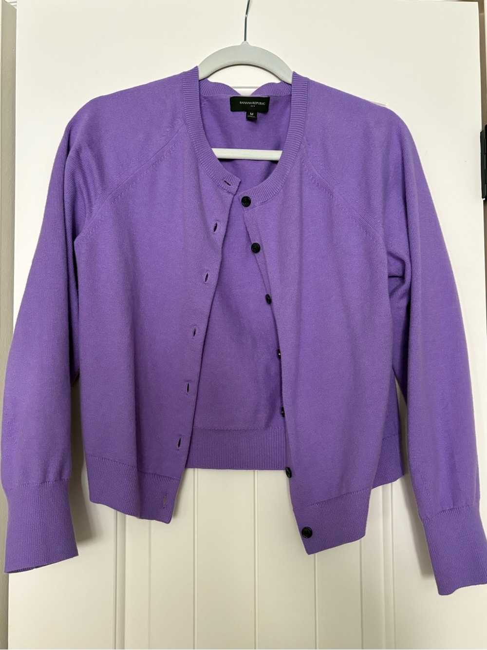 Banana Republic Lavender Crewneck Cardigan